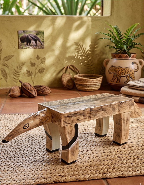 Banqueta Banquinho de Tamanduá Bichinhos Decorativo Artesanal Resistente