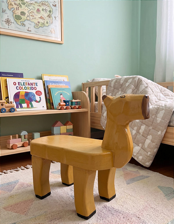 Banquinho Assento De Capivara Madeira Resistente Banco Mesinha Infantil