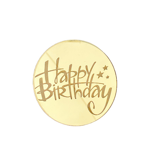 Medalhinha em Acrílico Happy Birthday com estrela - 8cm