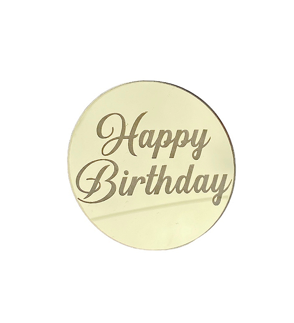 Medalhinha em Acrílico Happy Birthday - 8cm