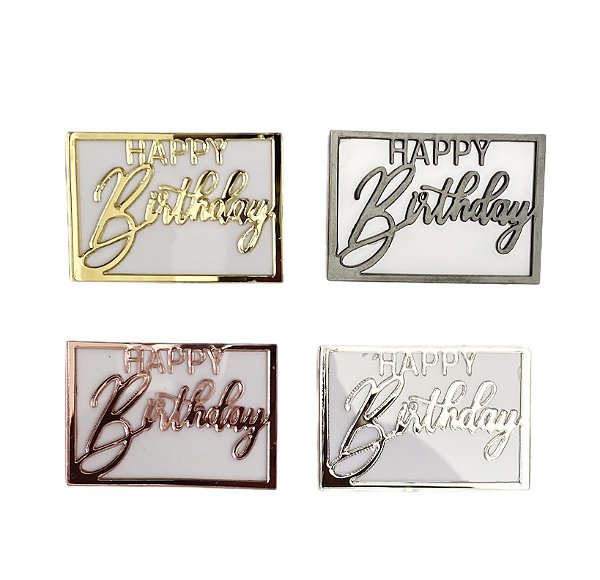 Aplique - Mini Happy Birthday Retangular