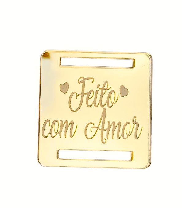 Etiqueta acrílica Feito Com Amor - 1 unidade