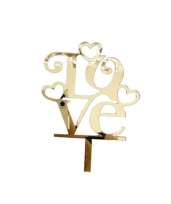 Love com Corações - Topo de Bolo Acrílico