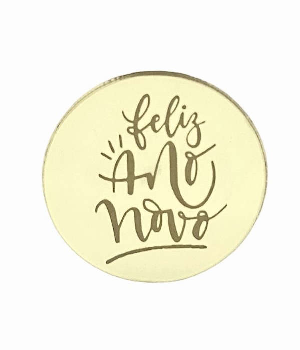 Medalhinha em Acrílico Feliz Ano Novo - 8cm
