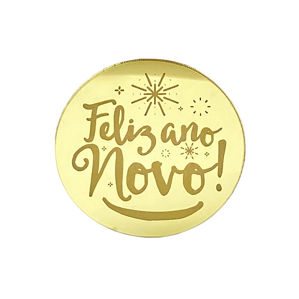 Medalhinha em Acrílico Feliz Ano Novo 2 - 5cm