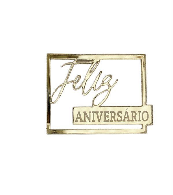 Aplique Feliz Aniversário Retangular Vazado -