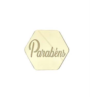 Mini medalhinha em Parabéns Hexágono - 5cm