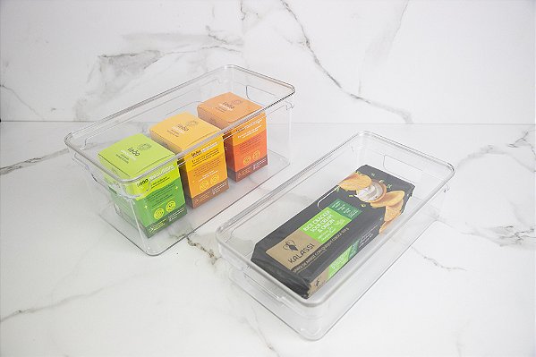 Organizador Clear com Tampa 30 X 15 X 7 CM Natural