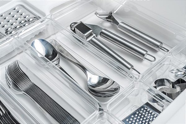 Organizador de Gaveta Clear 22,5 X 7,5 X 5,6 Natural