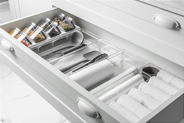 Organizador de Gaveta Clear 37,5 X 30 X 5,6 Natural