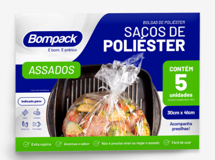 Sacos Poliéster p/ Assados Bompack 30x41cm 5UN