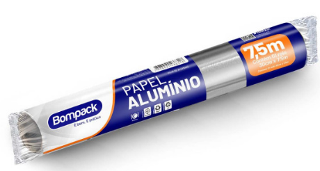 Papel Alumínio 30cm x 7,5m Bompack UN