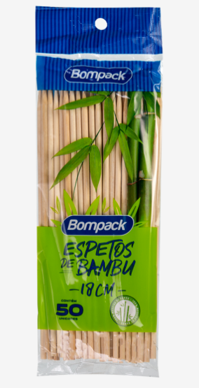 Espeto de Bambu Bompack 18cm 50UN