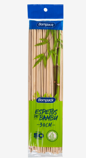 Espeto de Bambu Bompack 30cm 50UN