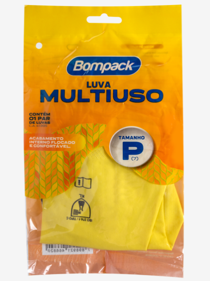 Luva Flocada Bompack Amarela tam. P/M/G 1UN