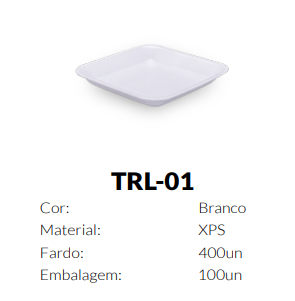 BANDEJA TRL-01 TOTALPLAST EPS - 150X150X18MM 100UN