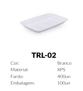 BANDEJA TRL-02 TOTALPLAST EPS - 210X140X18MM 100UN