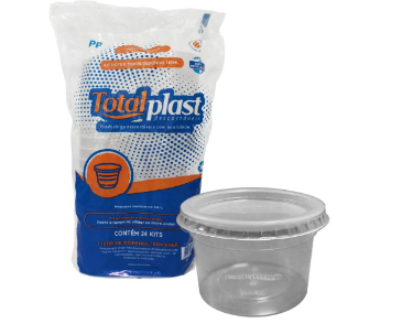KIT POTE E TAMPA 140ML REDONDO PP 24