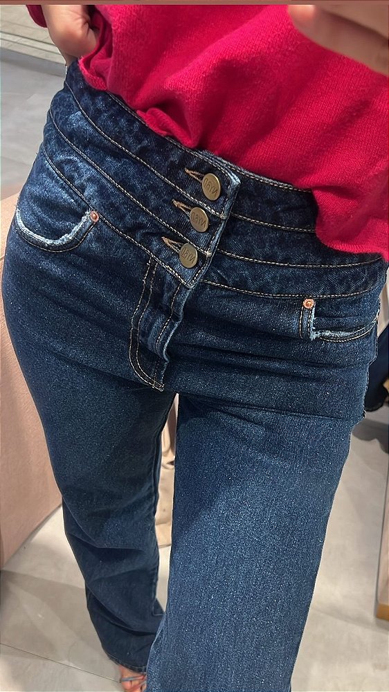 Calça Cinturão Jeans super dark