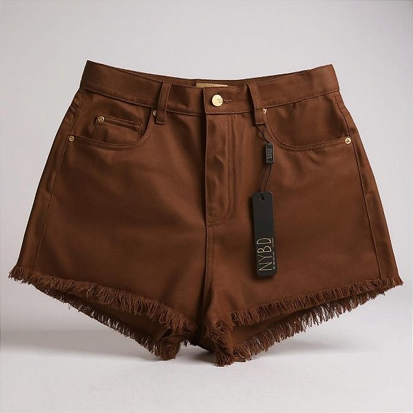 SHORTS JEANS MARROM