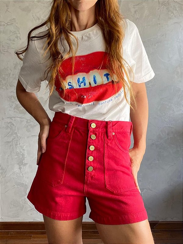 Shorts 5 Botões Vermelho