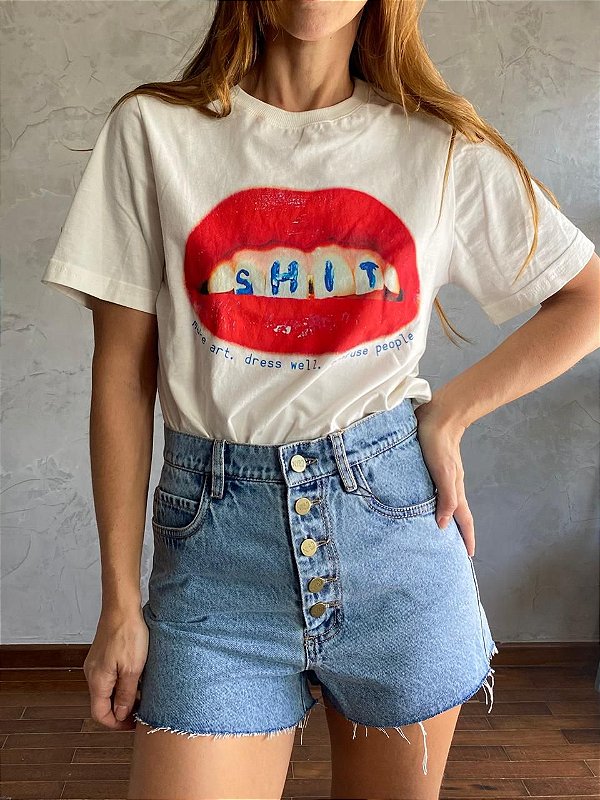 Shorts Botões Dourados Marmorizado