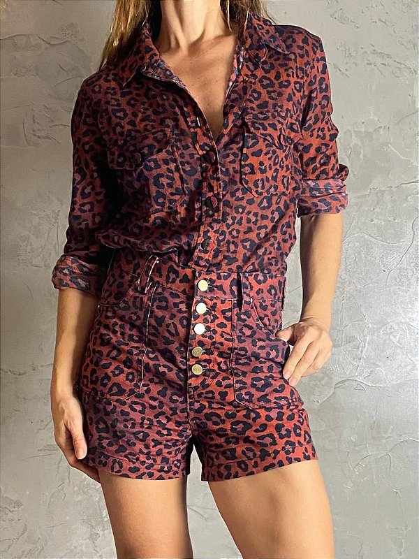 Shorts 5 Botões Leopardo