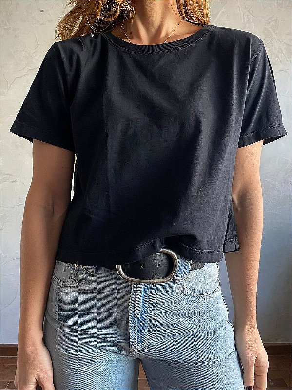 Camiseta Cropped Preta