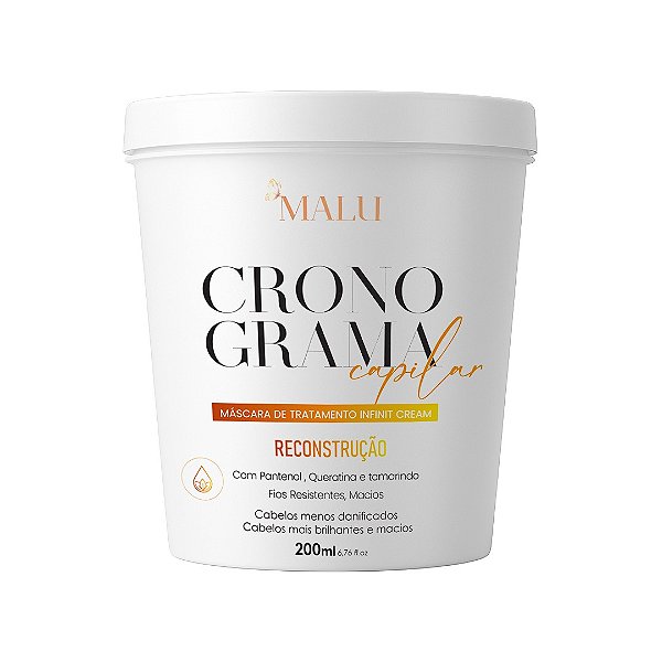 Máscara Malu Cronograma Capilar Hidratação e Reconstrução 200g – Brilho e Força Imediata