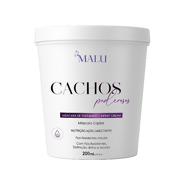 Máscara Capilar Malu Cachos Poderosos 200g | Hidratação e Nutrição dos Fios