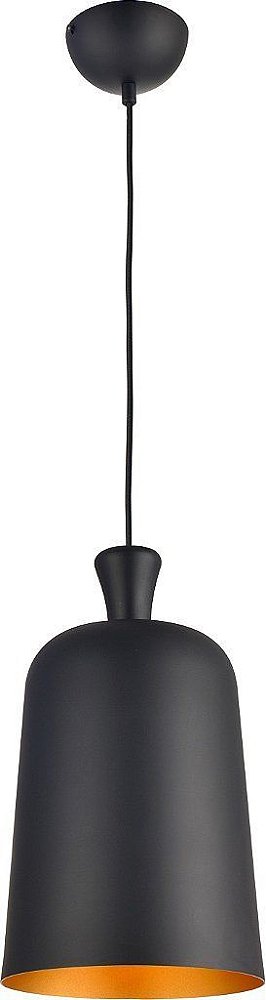 Pendente Bell 230MM Preto Fosco Externo e Ouro Interno