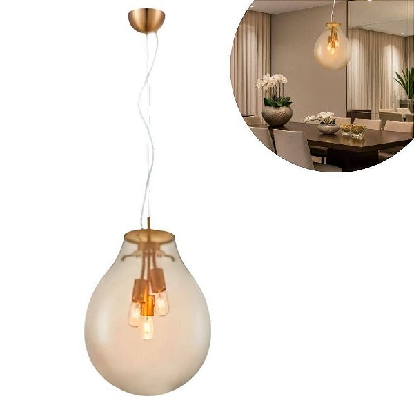 Pendente Malbec 38CM Conhaque  - 3 Lamp  X  E27