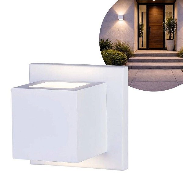 Arandela Quadrada 2 Fachos Flash Branca