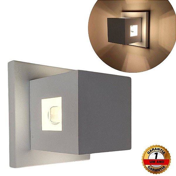 Arandela Quadrada 4 Fachos Branca Aluminio 110V/220V Bivolt