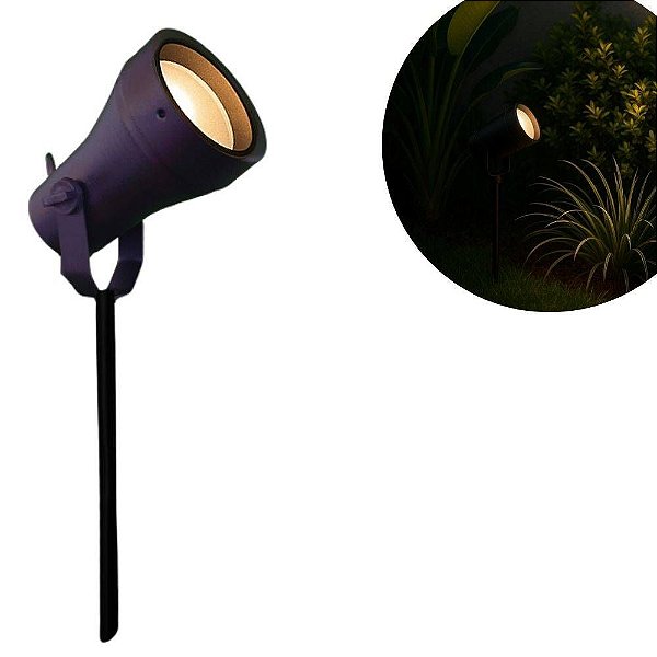 Espeto Jardim Preto Aluminio Par 20