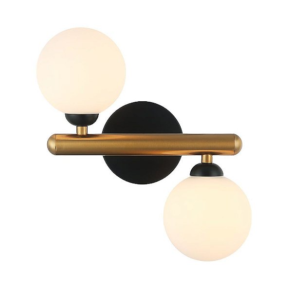 Arandela Bambu Preto e Bronze 2 Globos