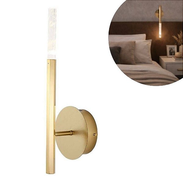 Arandela Led Petra Dourada 42cm 3W 3000K