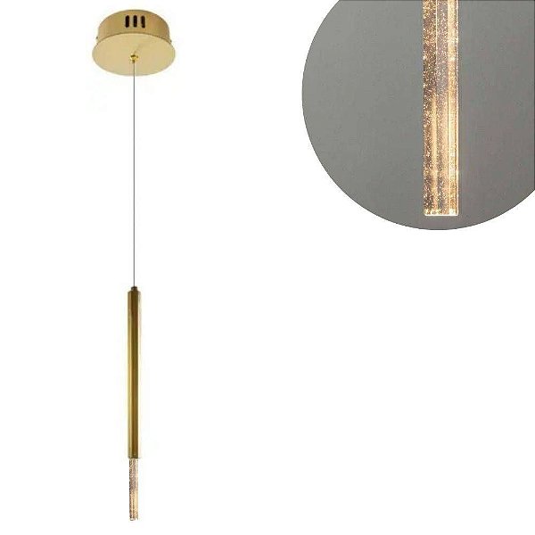 Pendente Petra Dourado e Transparente