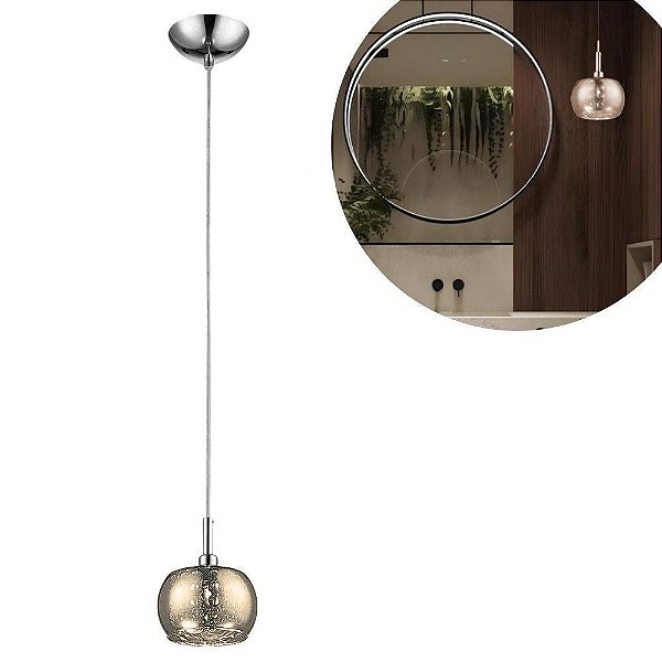 Pendente Soho Cromado Transp e Ambar