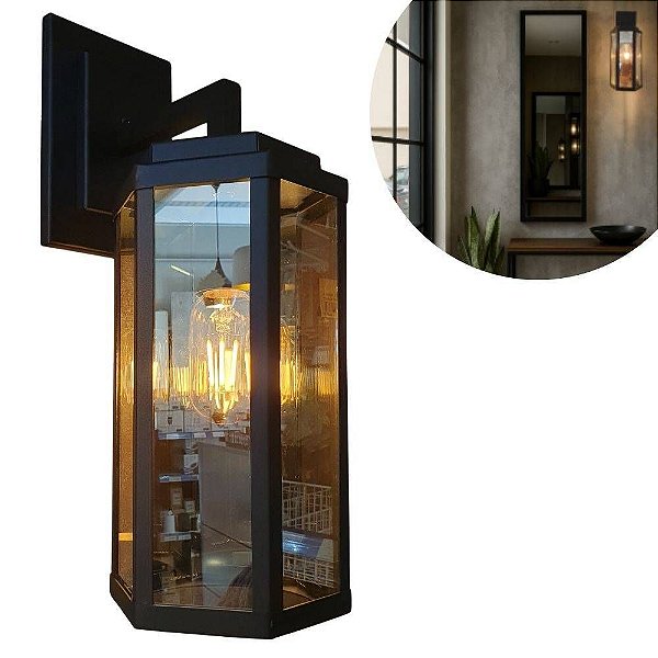 ARANDELA VINTAGE SEXTAVADA COM VIDRO ESPELHADO 263-VE