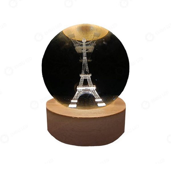 LUM. ABAJUR 3D BOLA CRISTAL 2W 3K 4K 6K MOD TORRE
