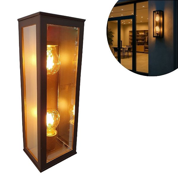 Arandela Vintage Marrom Vidro Espelhado Duas Lampadas