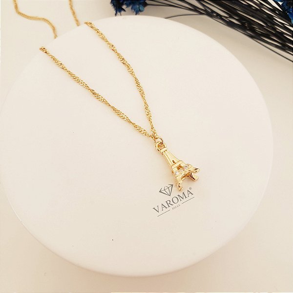 Colar infantil com Torre Eiffel banhado em ouro 18K