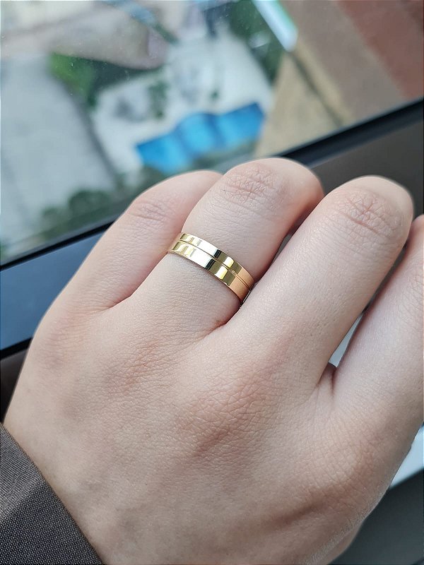 Par de Alianças Atlanta em Ouro18k - 5MM