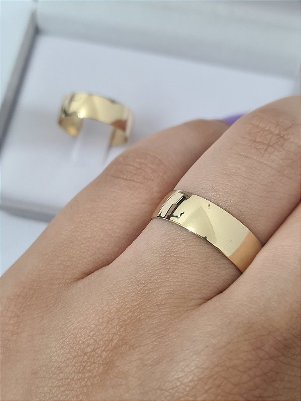 Par de Alianças Miami em Ouro18k - 6MM Sem Pedras