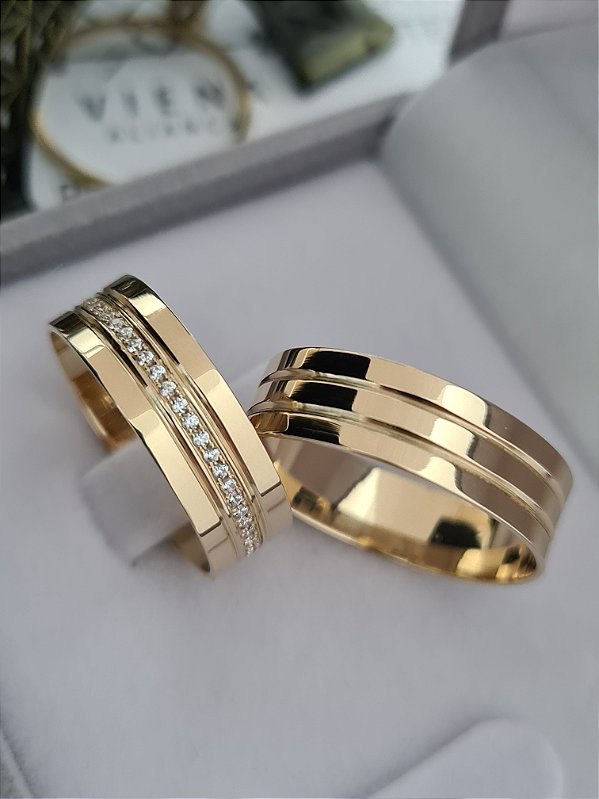 Par de Alianças Maldivas em Ouro18k - 6MM