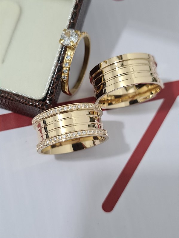 Par de Alianças Vienna em Ouro18k - 10MM