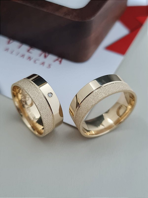 Par de Alianças Veneza em Ouro18k - 7MM