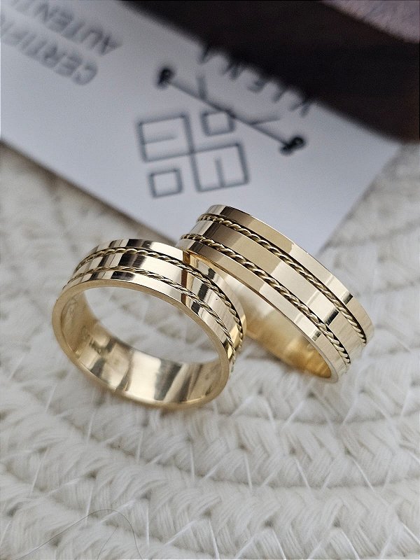 Par de Alianças Ibiza em Ouro18k - 6MM