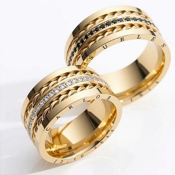 Exclusivo Par de Alianças Ibiza II em Ouro18k - 10MM